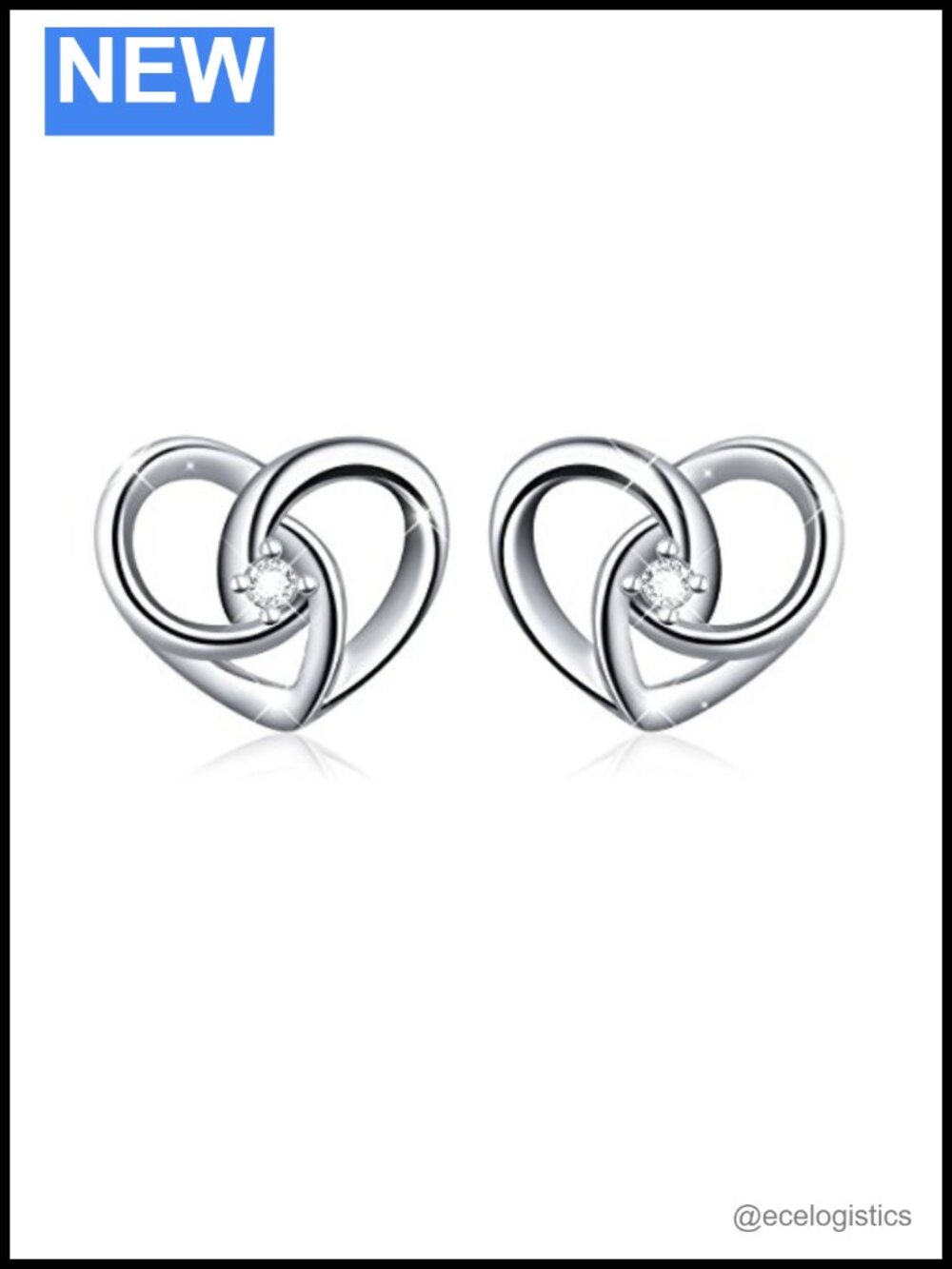 925 Sterling Silver I Love You To The Moon Heart Stud Earrings